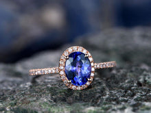 Load image into Gallery viewer, 14Kt Rose gold designer Sapphire diamond ring by diamtrendz