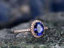 Load image into Gallery viewer, 14Kt Rose gold designer Sapphire diamond ring by diamtrendz