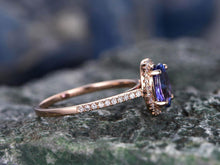 Load image into Gallery viewer, 14Kt Rose gold designer Sapphire diamond ring by diamtrendz