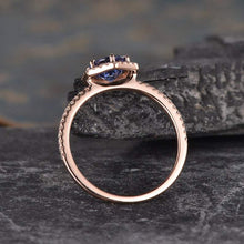 Load image into Gallery viewer, 14Kt Rose gold designer Solitaire Sapphire, Hexagon Natural diamond ring by diamtrendz