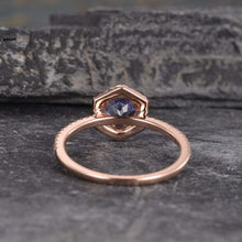Load image into Gallery viewer, 14Kt Rose gold designer Solitaire Sapphire, Hexagon Natural diamond ring by diamtrendz