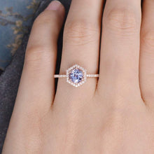 Load image into Gallery viewer, 14Kt Rose gold designer Solitaire Sapphire, Hexagon Natural diamond ring by diamtrendz