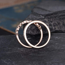 Load image into Gallery viewer, 14Kt Rose gold designer Set 2 Emerald Gemstone, Half Eternity Marquise Cut Natural diamond Band ring by diamtrendz