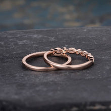 Load image into Gallery viewer, 14Kt Rose gold designer Set 2 Emerald Gemstone, Half Eternity Marquise Cut Natural diamond Band ring by diamtrendz