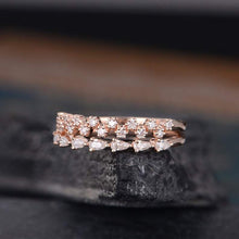 Load image into Gallery viewer, 14Kt Rose gold designer Set 2 Cluster Half Eternity Infinity Pear Cut Natural diamond Band ring by diamtrendz