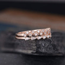 Load image into Gallery viewer, 14Kt Rose gold designer Set 2 Cluster Half Eternity Infinity Pear Cut Natural diamond Band ring by diamtrendz