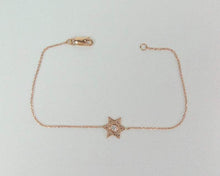 Load image into Gallery viewer, 14Kt Rose Gold Chain Natural Diamond Charm Bracelet