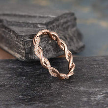Load image into Gallery viewer, 14Kt Rose gold designer Twist Full Eternity Infinity Natural diamond Band ring by diamtrendz