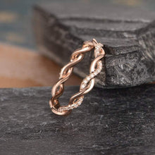 Load image into Gallery viewer, 14Kt Rose gold designer Twist Full Eternity Infinity Natural diamond Band ring by diamtrendz