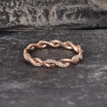 Load image into Gallery viewer, 14Kt Rose gold designer Twist Full Eternity Infinity Natural diamond Band ring by diamtrendz