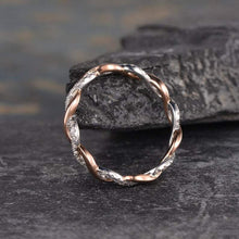 Load image into Gallery viewer, 14Kt Rose gold designer Twist Full Eternity Infinity Natural diamond Band ring by diamtrendz