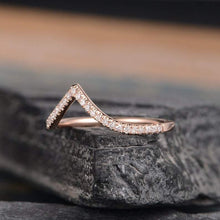 Load image into Gallery viewer, 14Kt Rose gold designer Chevron V Shaped Curved Natural diamond ring by diamtrendz