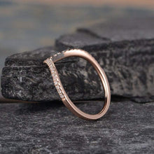 Load image into Gallery viewer, 14Kt Rose gold designer Chevron V Shaped Curved Natural diamond ring by diamtrendz
