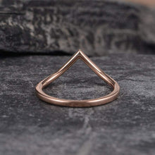 Load image into Gallery viewer, 14Kt Rose gold designer Chevron V Shaped Curved Natural diamond ring by diamtrendz