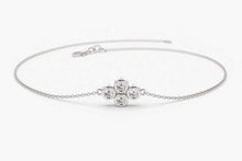 Load image into Gallery viewer, 14Kt Gold 4 Stone Cluster Natural Diamond Charm Bracelet