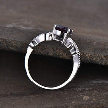 Load image into Gallery viewer, 14Kt White gold designer Solitaire Alexandrite, Natural diamond ring by diamtrendz