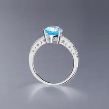 Load image into Gallery viewer, 14Kt White gold designer Aquamarine diamond ring by diamtrendz