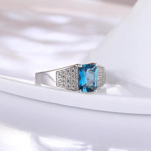 Load image into Gallery viewer, 14Kt Rose gold designer Blue Topaz diamond ring by diamtrendz
