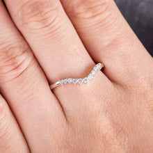 Load image into Gallery viewer, 14Kt White gold designer Chevron V Shaped Curved diamond ring by diamtrendz