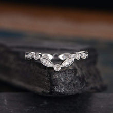 Load image into Gallery viewer, 14Kt White gold designer Marquise Shape Chevron Eternity Natural diamond Band ring by diamtrendz