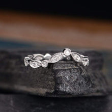 Load image into Gallery viewer, 14Kt White gold designer Marquise Shape Chevron Eternity Natural diamond Band ring by diamtrendz