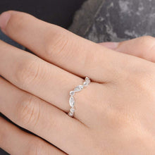 Load image into Gallery viewer, 14Kt White gold designer Marquise Shape Chevron Eternity Natural diamond Band ring by diamtrendz