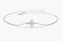 Load image into Gallery viewer, 14Kt White Gold Cross Natural Diamond Charm Bracelet
