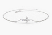 Load image into Gallery viewer, 14Kt White Gold Cross Natural Diamond Charm Bracelet