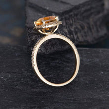 Load image into Gallery viewer, 14Kt Yellow Gold Designer Citrine Cushion Shape Diamond Ring by Diamtrendz