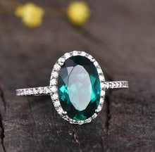 Load image into Gallery viewer, 14Kt Rose gold designer Emerald diamond ring by diamtrendz