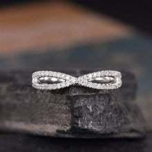 Load image into Gallery viewer, 14Kt White gold designer Half Eternity Infinity Natural diamond ring by diamtrendz