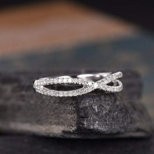 Load image into Gallery viewer, 14Kt White gold designer Half Eternity Infinity Natural diamond ring by diamtrendz
