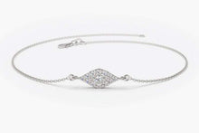 Load image into Gallery viewer, 14Kt White Gold Evil Eye Natural Diamond Charm Bracelet