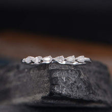 Load image into Gallery viewer, 14Kt White gold designer Half Eternity Pear Cut Natural diamond Band ring by diamtrendz