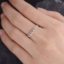 Load image into Gallery viewer, 14Kt White gold designer 2 Pear Cut Half Eternity Infinity Natural Diamond Band Ring by diamtrendz