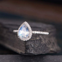 Load image into Gallery viewer, 14Kt White Gold Designer Moonstone Pear Shape Diamond Ring by Diamtrendz
