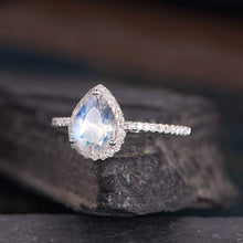 Load image into Gallery viewer, 14Kt White Gold Designer Moonstone Pear Shape Diamond Ring by Diamtrendz