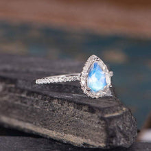 Load image into Gallery viewer, 14Kt White Gold Designer Moonstone Pear Shape Diamond Ring by Diamtrendz