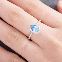 Load image into Gallery viewer, 14Kt White Gold Designer Moonstone Pear Shape Diamond Ring by Diamtrendz
