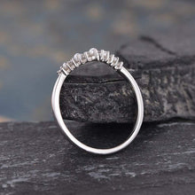 Load image into Gallery viewer, 14Kt White gold designer Pearl Chevron V shaped Curved diamond ring by diamtrendz
