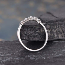 Load image into Gallery viewer, 14Kt White gold designer Pearl Chevron V shaped Curved diamond ring by diamtrendz
