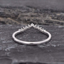 Load image into Gallery viewer, 14Kt White gold designer Pearl Chevron V shaped Curved diamond ring by diamtrendz