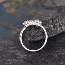 Load image into Gallery viewer, 14Kt White gold designer Pear Shape Moonstone Pearl Natural diamond Band ring by diamtrendz