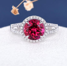 Load image into Gallery viewer, 14Kt White Gold Designer Red Ruby Diamond Ring by Diamtrendz