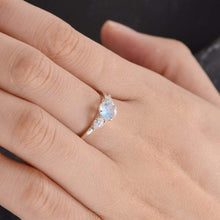 Load image into Gallery viewer, 14Kt White gold designer Solitaire Moonstone, Pear Cut Natural diamond ring by diamtrendz