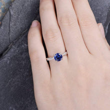 Load image into Gallery viewer, 14Kt White gold designer Solitare Round Shape Sapphire, Eternity Infinity Natural diamond ring by diamtrendz
