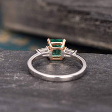 Load image into Gallery viewer, 14Kt White gold designerSlotaire Square Emerald, Baguette Cut Natural diamond ring by diamtrendz