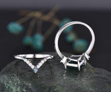 Load image into Gallery viewer, 14Kt White gold designer Solitaire Square Shape Alexandrite, Opal ring by diamtrendz