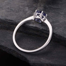 Load image into Gallery viewer, 14Kt White gold designer Solitaire Tanzanite, Natural diamond ring by diamtrendz
