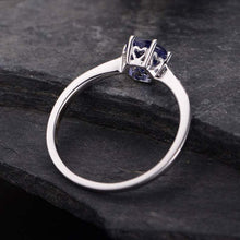 Load image into Gallery viewer, 14Kt White gold designer Solitaire Tanzanite, Natural diamond ring by diamtrendz